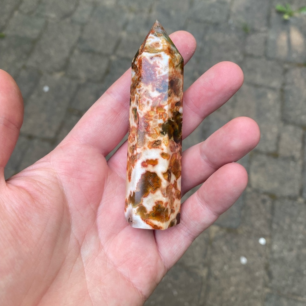 Carnelian Moss Agate Tower Crystal Gemstone
